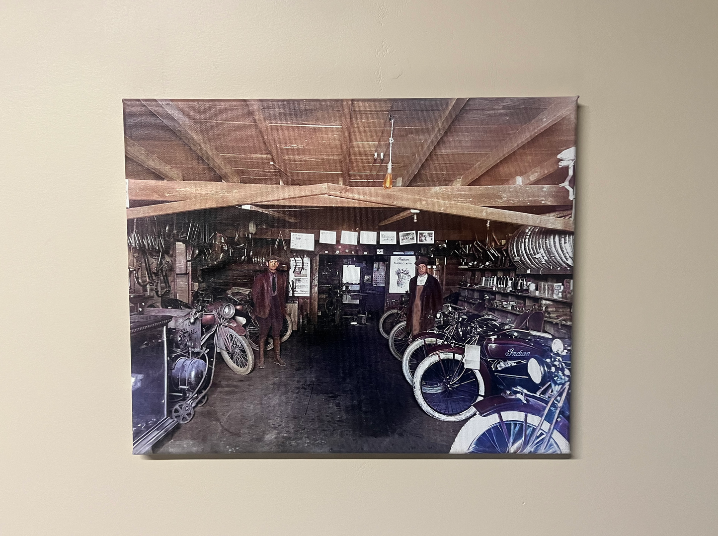Indian motorcycle shop - 11" x 14" canvas print