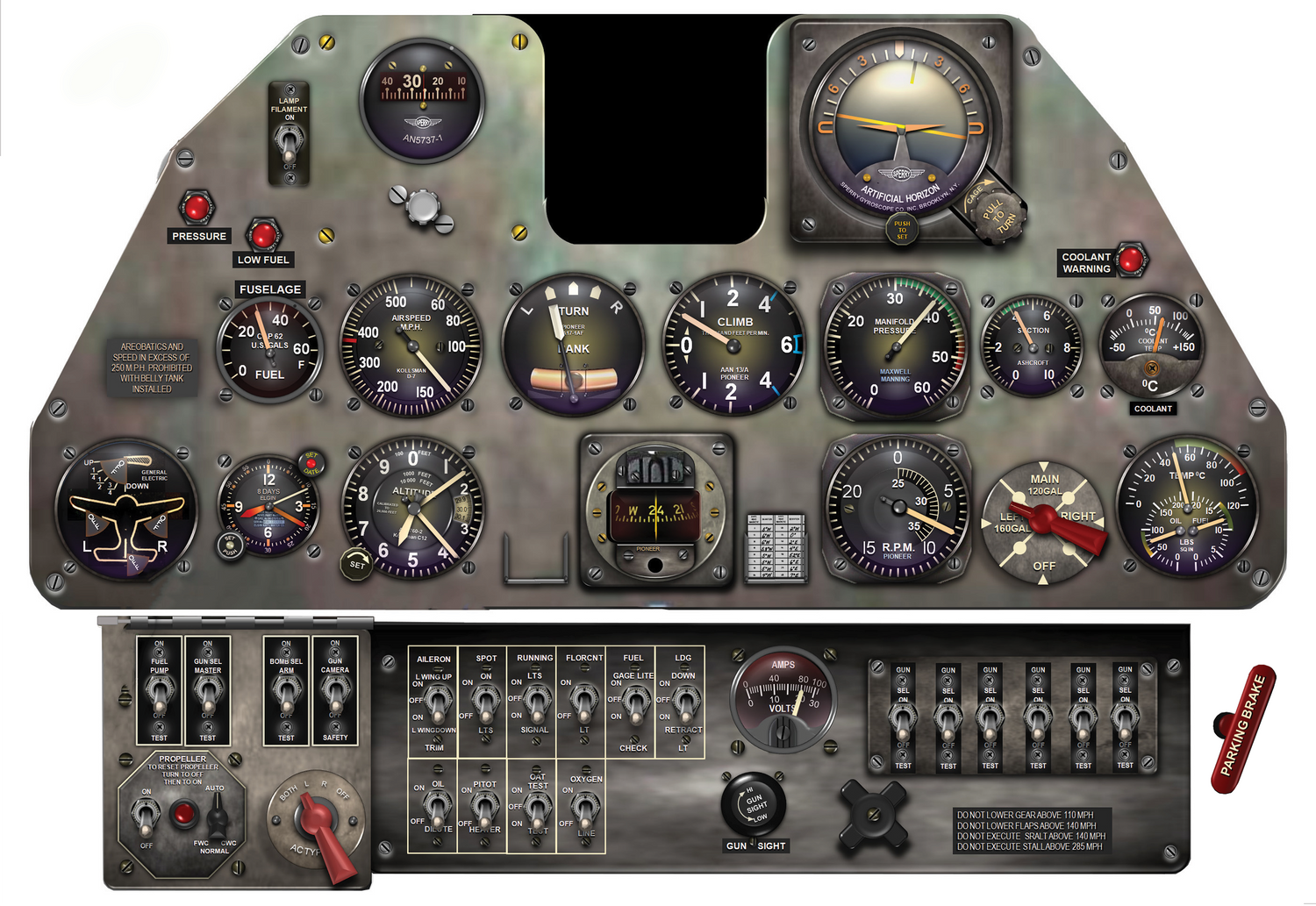 Military Cockpit Instrument Panel - die cut adhesive vinyl graphics