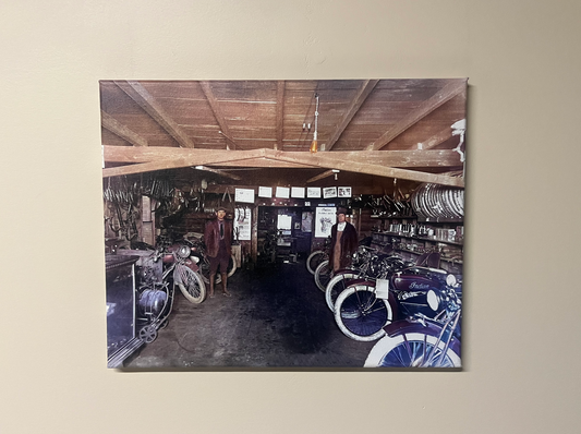 Indian motorcycle shop - 11" x 14" canvas print