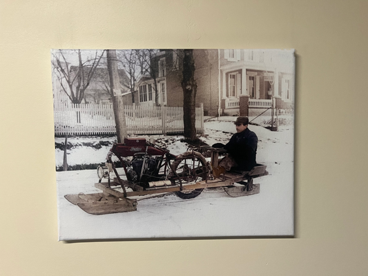 Indian motorcycle sled - 11" x 14" canvas print